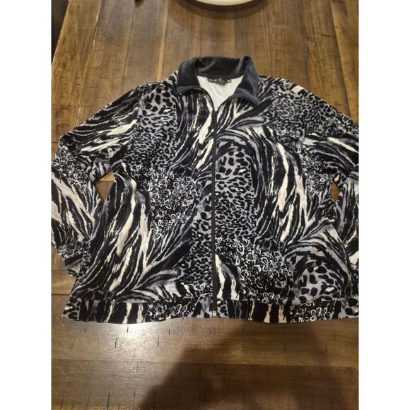 Mirror Image Jackets & Blazers - Zebra Leopard Print Zip Up Jacket size L